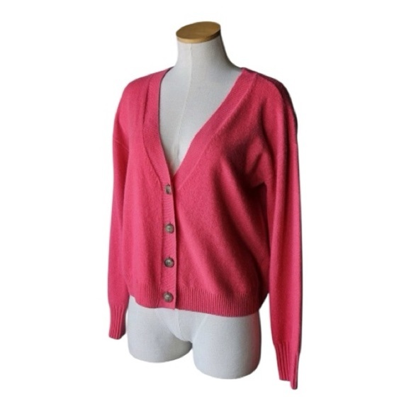 INTERMIX Roya Cashmere Pink Cardigan Sweater Button Down Long Sleeves Size Small - Picture 7 of 11